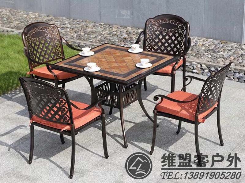 铸铝瓷砖台一桌四椅 户外家具